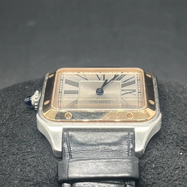 Montre homme Cartier Santos Dumont W2SA0011, cadran argenté, boîte et papiers