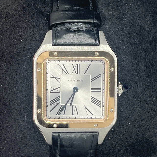 Montre homme Cartier Santos Dumont W2SA0011, cadran argenté, boîte et papiers