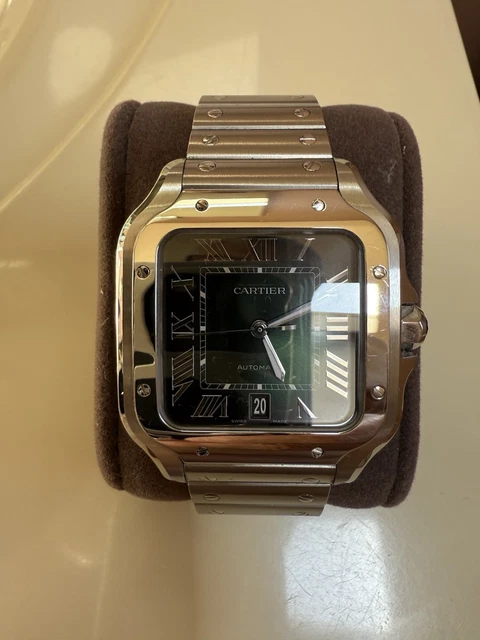 Montre Cartier Santos à cadran vert, grande taille, WSSA0062