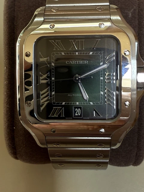 Montre Cartier Santos à cadran vert, grande taille, WSSA0062