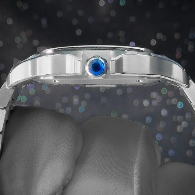 Montre Cartier Santos Medium en acier inoxydable avec cadran vert, 41,9 x 35,1 mm, WSSA0061, ensemble complet