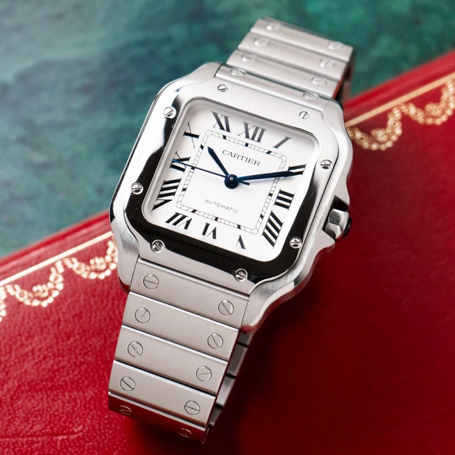 Montre Cartier Santos Medium Blanche 2021 Romaine 35 mm Acier Inoxydable Automatique WSSA0029
