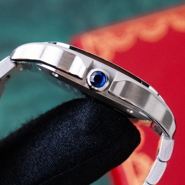 Montre Cartier Santos Medium Blanche 2021 Romaine 35 mm Acier Inoxydable Automatique WSSA0029