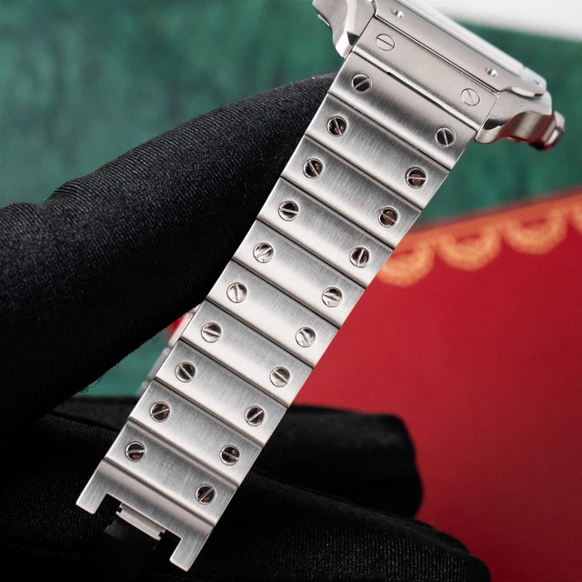 Montre Cartier Santos Medium Blanche 2021 Romaine 35 mm Acier Inoxydable Automatique WSSA0029