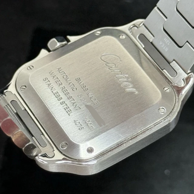 Montre Cartier Santos en acier, automatique, 35 mm, cadran bleu, bracelet WSSA0063