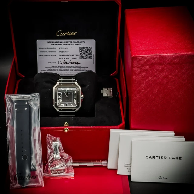 Cartier-Santos-WSSA0037-Excellent-Complete-X-tra-factory-strap-9.webp Bracelet Cartier Santos WSSA0037, excellent modèle complet, modèle X-tra Factory, 2022, 39,8 mm, grand modèle