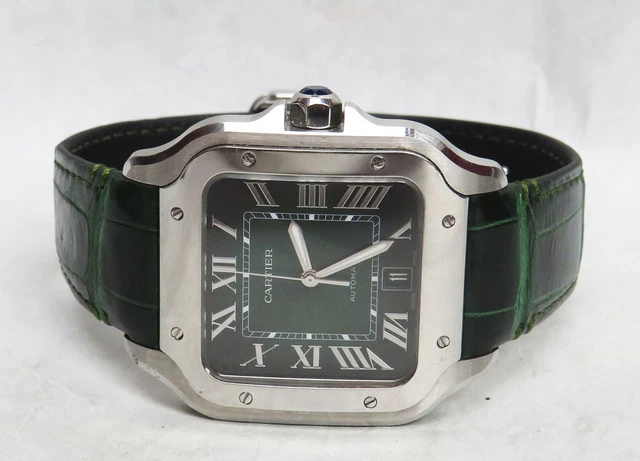 Montre Cartier Santos Wssa0062 Grand Modèle Cadran Vert SS Coffret Carte de Garantie