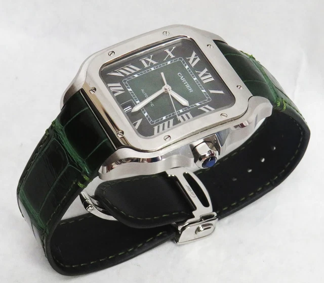 Montre Cartier Santos Wssa0062 Grand Modèle Cadran Vert SS Coffret Carte de Garantie