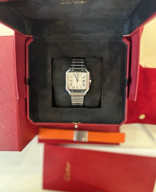 Montre Cartier Santos de Cartier Medium en acier inoxydable WSSA0029, coffret et papiers