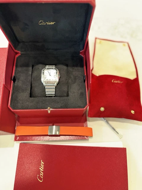 Montre Cartier Santos de Cartier Medium en acier inoxydable WSSA0029, coffret et papiers