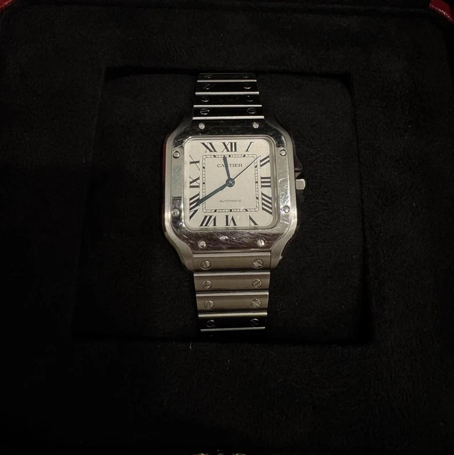 Montre Cartier Santos de Cartier Medium en acier inoxydable WSSA0029, coffret et papiers