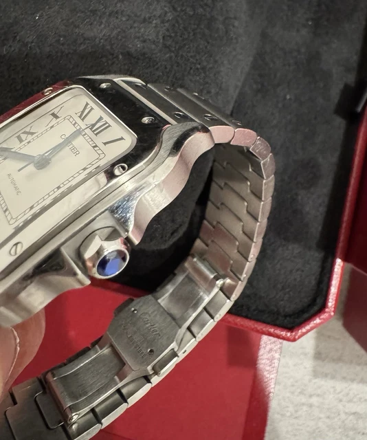 Montre Cartier Santos de Cartier Medium en acier inoxydable WSSA0029, coffret et papiers