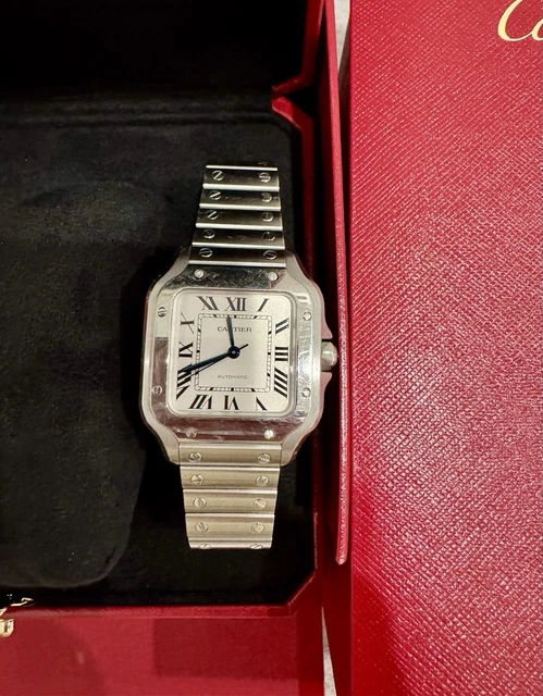 Montre Cartier Santos de Cartier Medium en acier inoxydable WSSA0029, coffret et papiers