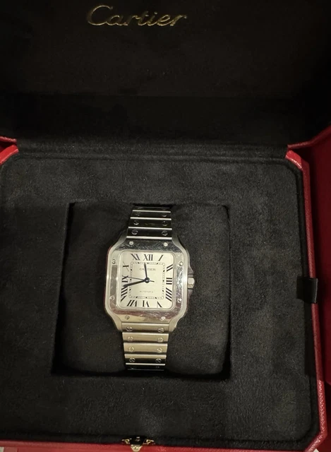 Montre Cartier Santos de Cartier Medium en acier inoxydable WSSA0029, coffret et papiers