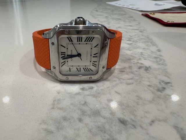 Montre Cartier Santos de Cartier Medium en acier inoxydable WSSA0029, coffret et papiers