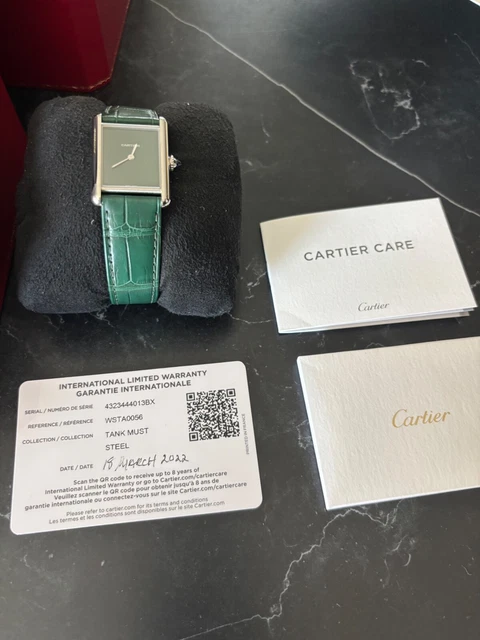Cartier-Tank-Stainless-Steel-Green-Dial-25mm-Quartz-5.webp Montre Cartier Tank pour homme, acier inoxydable, cadran vert, 25 mm, quartz, WSTA0056