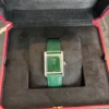 Montre Cartier Tank pour homme, acier inoxydable, cadran vert, 25 mm, quartz, WSTA0056
