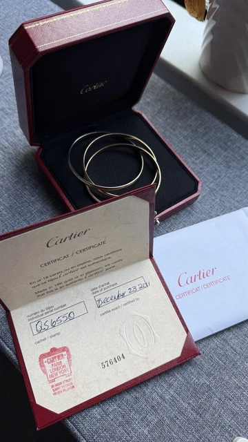 Bracelet jonc Cartier Trinity Tricolore en or 18 carats, modèle classique