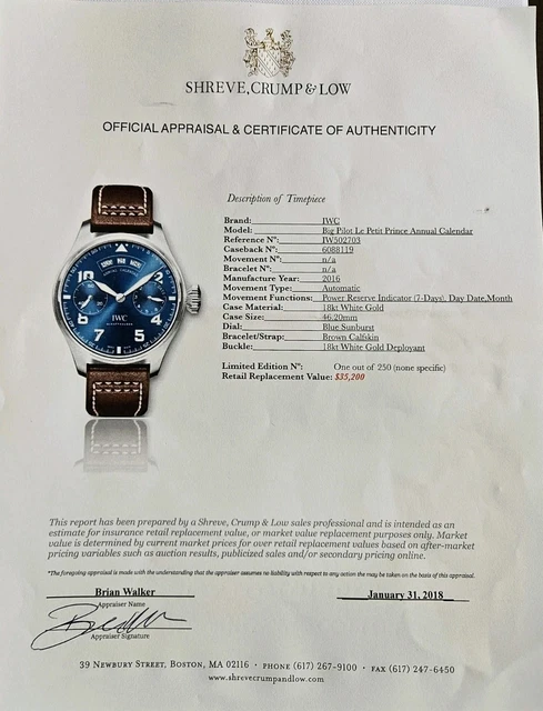 Montre IWC Big Pilot Le Petit Prince IW502703 Calendrier Annuel Édition Limitée