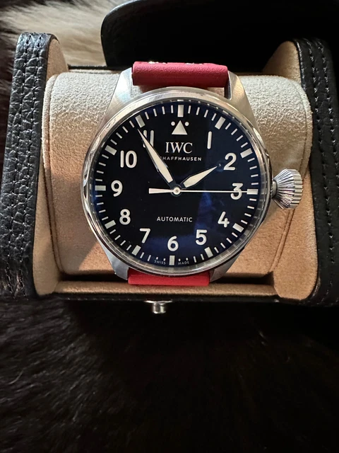Montre IWC Big Pilot 43 mm avec 2 bracelets OEM, garantie d'usine, ensemble complet - Cadran noir