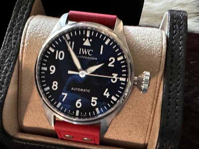 Montre IWC Big Pilot 43 mm avec 2 bracelets OEM, garantie d'usine, ensemble complet - Cadran noir
