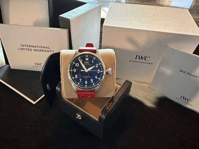 Montre IWC Big Pilot 43 mm avec 2 bracelets OEM, garantie d'usine, ensemble complet - Cadran noir