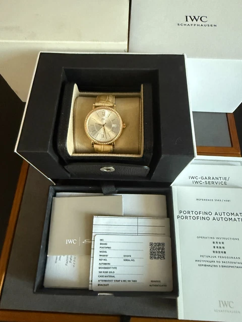 Montre IWC Portofino en or rose 18 carats avec diamants, 37 mm, réf. IW458107.