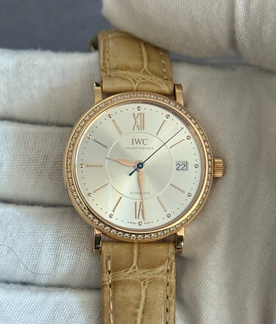 Montre IWC Portofino en or rose 18 carats avec diamants, 37 mm, réf. IW458107.