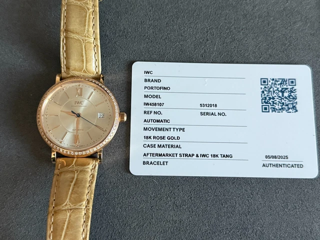 Montre IWC Portofino en or rose 18 carats avec diamants, 37 mm, réf. IW458107.