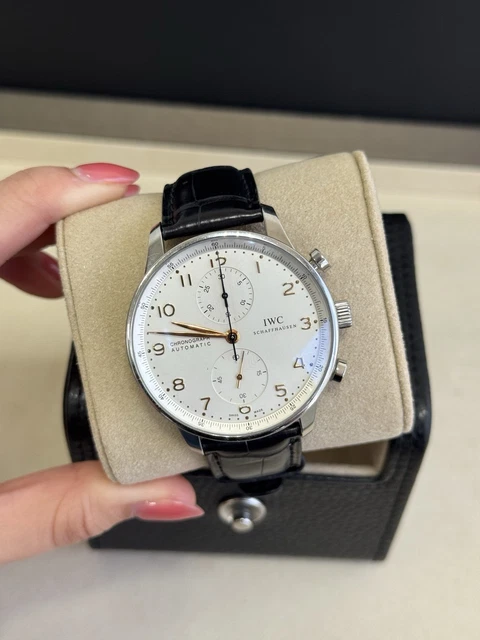 Montre automatique IWC Portugaise Chronographe Acier Cadran Argent 41 mm IW371445