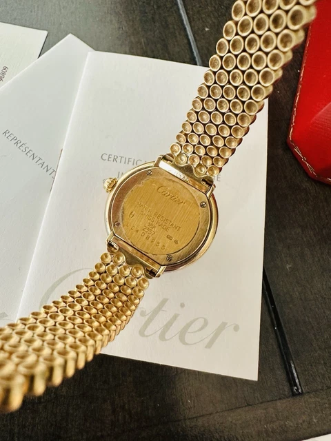 Montre Cartier Trinity pour femme, or jaune 18 carats et diamants ~ Boîte et papiers