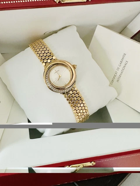 Montre Cartier Trinity pour femme, or jaune 18 carats et diamants ~ Boîte et papiers