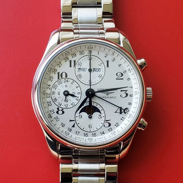 Montre chronographe Longines Master Collection pour homme, 40 mm, automatique, L2 673, 4 cartes dans un coffret