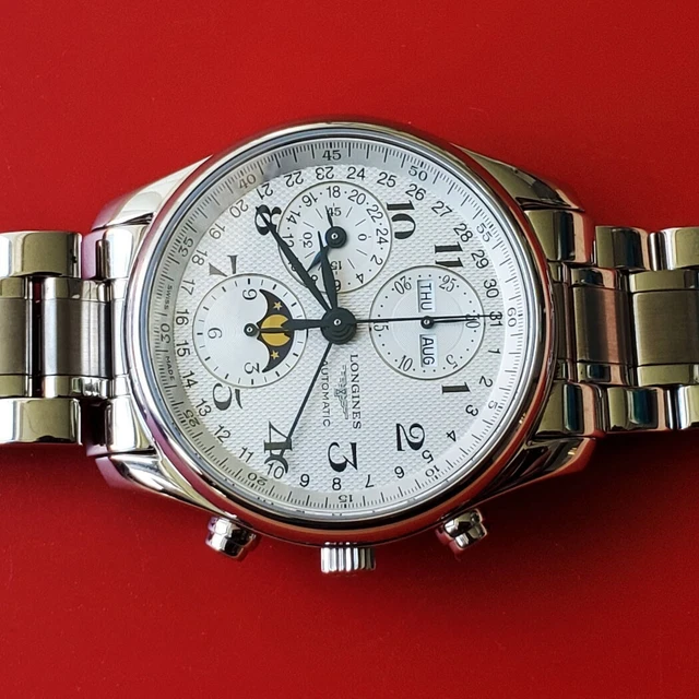 Montre chronographe Longines Master Collection pour homme, 40 mm, automatique, L2 673, 4 cartes dans un coffret