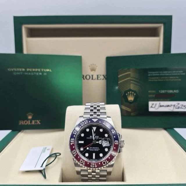PAPIERS 2025 Rolex GMT Master II Pepsi Rouge Bleu Jubilee 126710BLRO Montre BOÎTE
