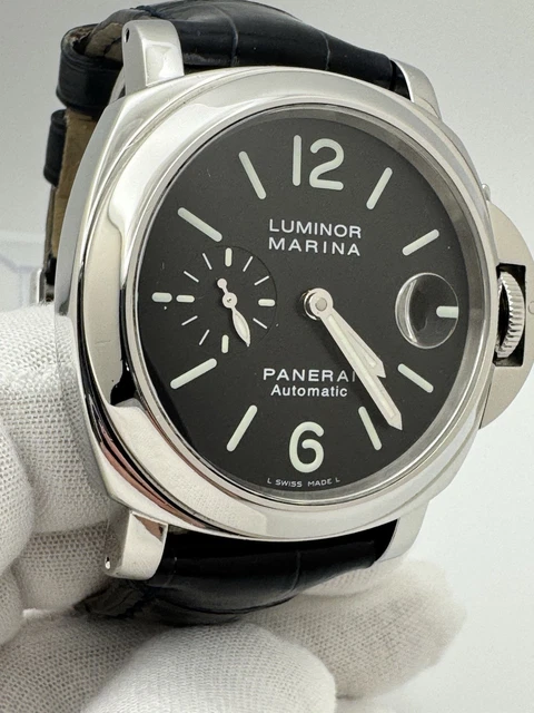 Panerai Luminor Marina PAM00104 Cadran noir sur bracelet en alligator noir