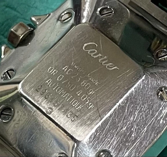 Montre-bracelet automatique Cartier Santos Godron rare de 1980 d'occasion