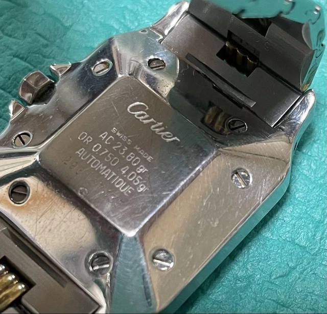 Montre-bracelet automatique Cartier Santos Godron rare de 1980 d'occasion