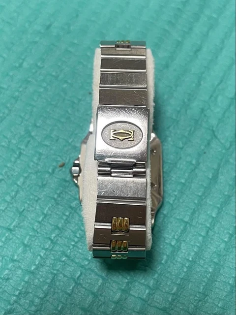 Montre-bracelet automatique Cartier Santos Godron rare de 1980 d'occasion