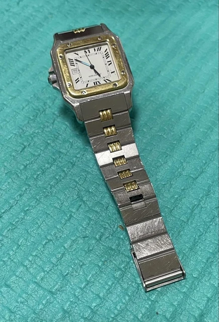 Montre-bracelet automatique Cartier Santos Godron rare de 1980 d'occasion