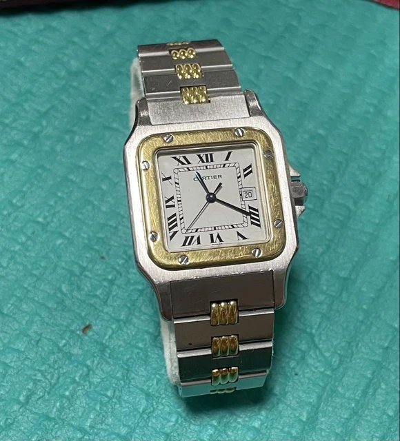 Montre-bracelet automatique Cartier Santos Godron rare de 1980 d'occasion
