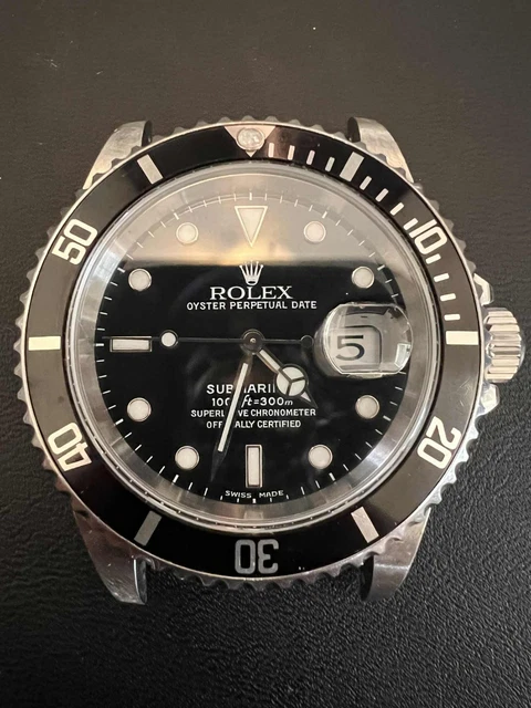 Montre automatique Rolex Submariner Date 16610 en acier avec cadran noir de 40 mm !!