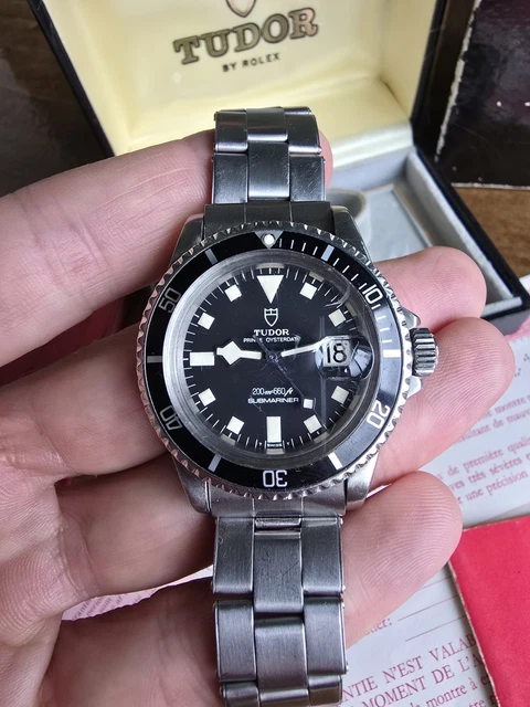 Tudor Rolex Submariner 9411 Vintage Snowflake Diver, coffret complet, papiers, 1976