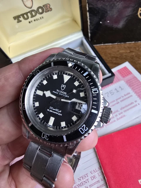 Tudor Rolex Submariner 9411 Vintage Snowflake Diver, coffret complet, papiers, 1976
