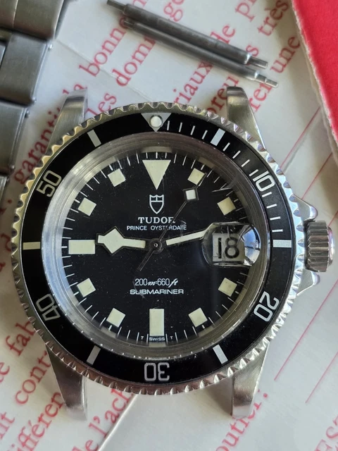 Tudor Rolex Submariner 9411 Vintage Snowflake Diver, coffret complet, papiers, 1976