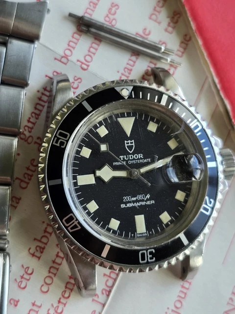Tudor Rolex Submariner 9411 Vintage Snowflake Diver, coffret complet, papiers, 1976