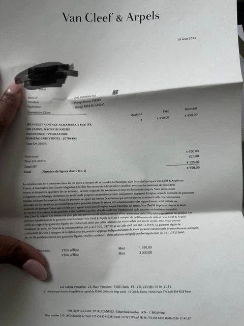 Bracelet Van Cleef & Arpels en nacre vintage Alhambra 5 motifs 19 cm