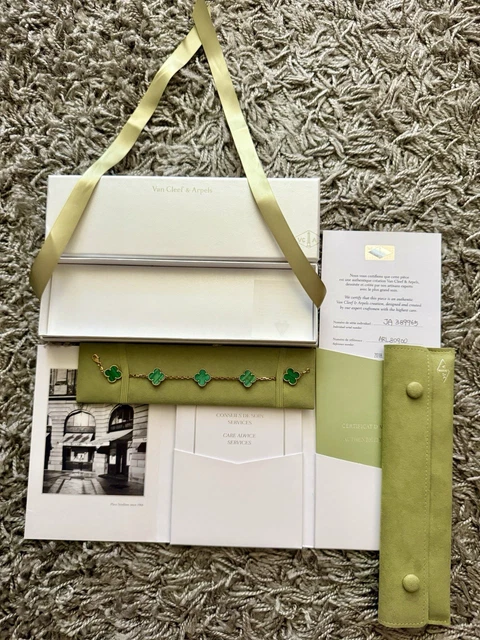 Van Cleef & Arpels Vintage Alhambra Bracelet, 5 motifs 18k YG - Malachite