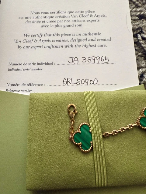 Van Cleef & Arpels Vintage Alhambra Bracelet, 5 motifs 18k YG - Malachite