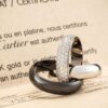Bague Trinity Cartier avec diamants, or blanc, céramique et platine